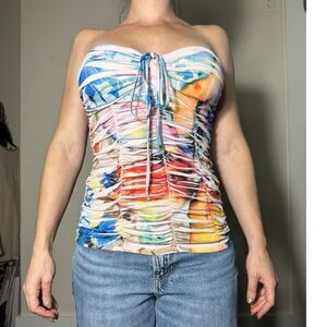 y2k vintage body central multicolor strapless top size medium